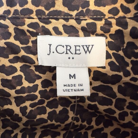J. Crew Women's Medium Shirt Animal Leopard Cheetah Print Blouse Button Front - Picture 3 of 8
